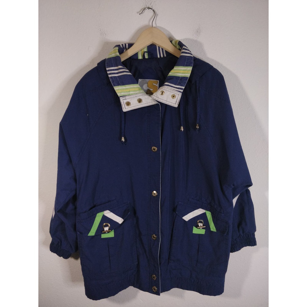 3/$20 Vintage Current Seen Navy Blue Windbreaker Jacket M